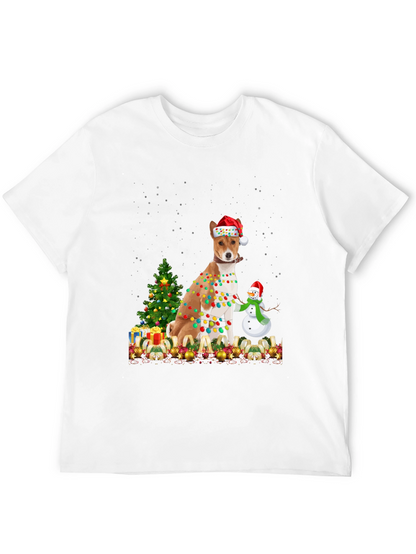 Camiseta Navideña con Diseño de Perro Basenji