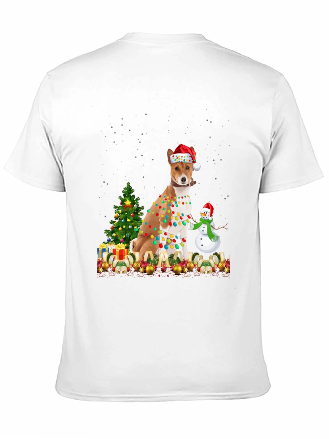Camiseta Navideña con Diseño de Perro Basenji