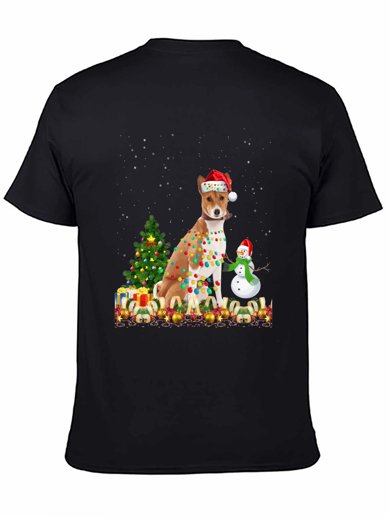Camiseta Navideña con Diseño de Perro Basenji