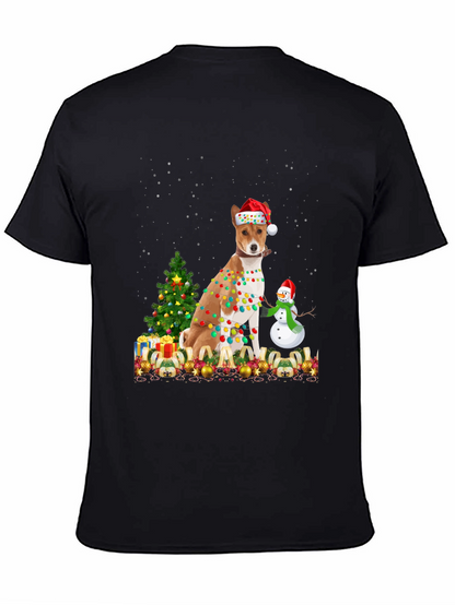 Camiseta Navideña con Diseño de Perro Basenji