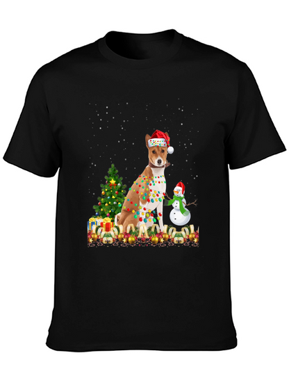 Camiseta Navideña con Diseño de Perro Basenji