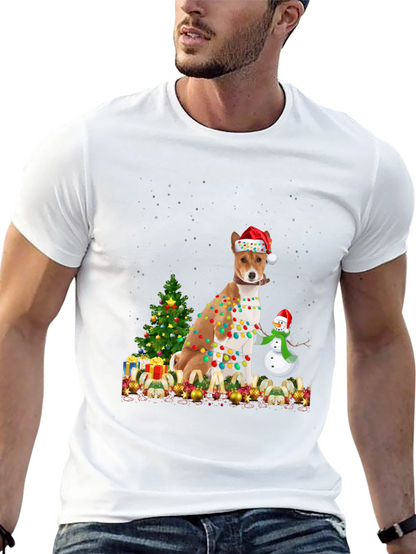 Camiseta Navideña con Diseño de Perro Basenji