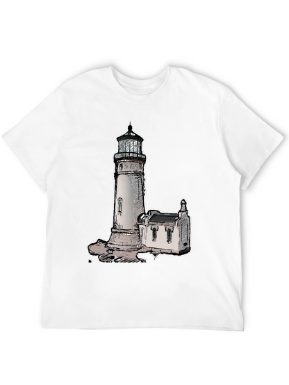 Camiseta Negra con Diseño de Faro Clásico