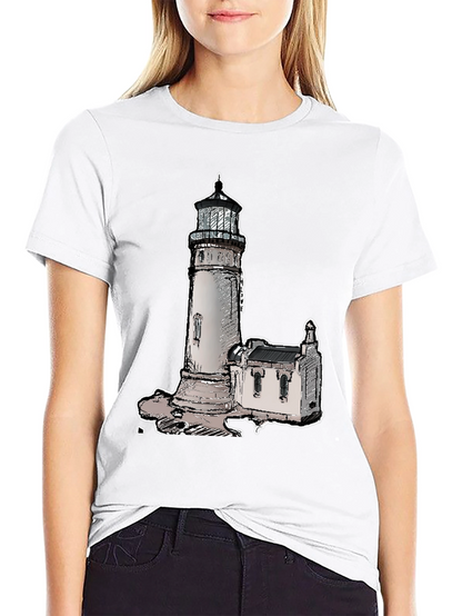 Camiseta Negra con Diseño de Faro Clásico
