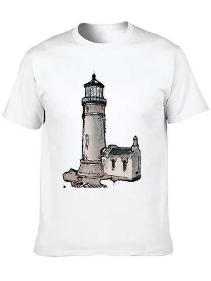 Camiseta Negra con Diseño de Faro Clásico