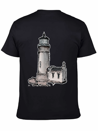 Camiseta Negra con Diseño de Faro Clásico