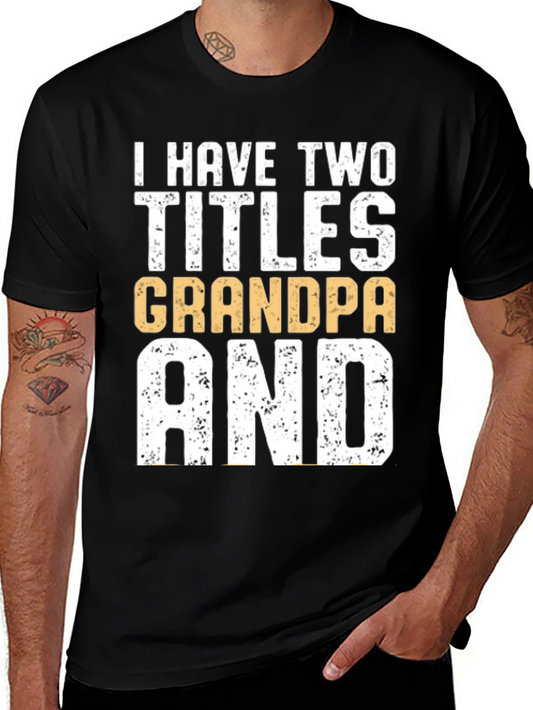 Camiseta Hombre: Dos Títulos Abuelo y Papá