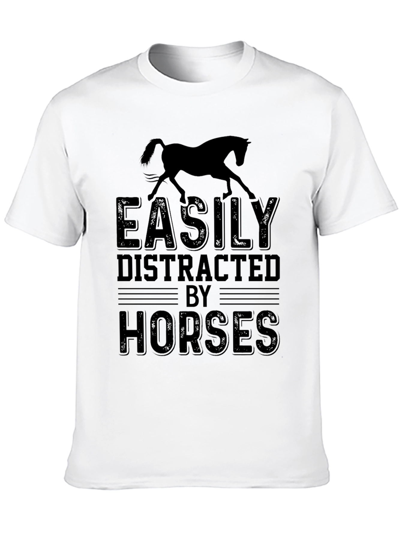 Camiseta Hombre: Distraído Fácilmente Por Caballos