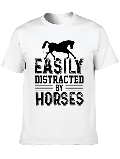 Camiseta Hombre: Distraído Fácilmente Por Caballos