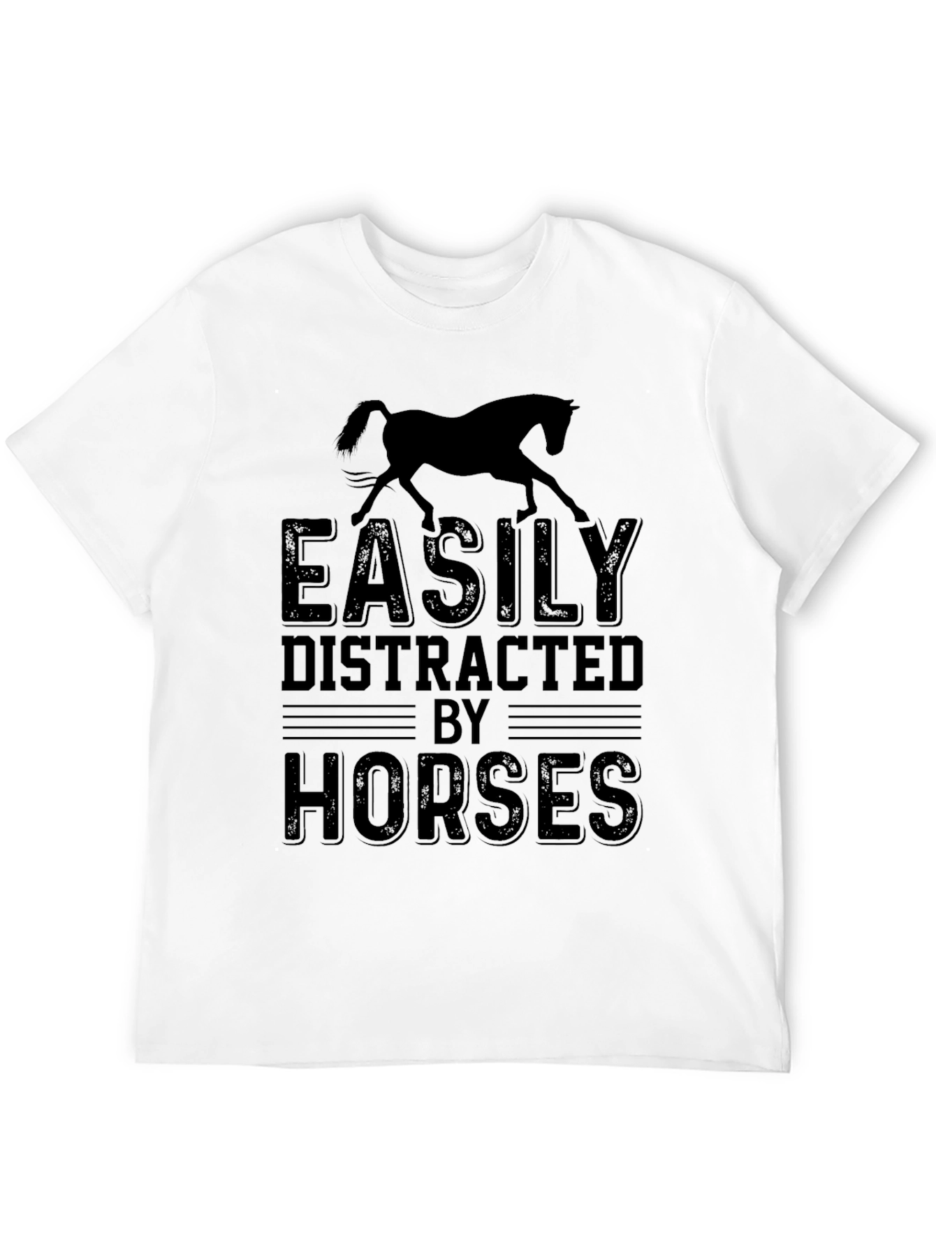 Camiseta Hombre: Distraído Fácilmente Por Caballos