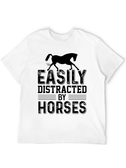 Camiseta Hombre: Distraído Fácilmente Por Caballos