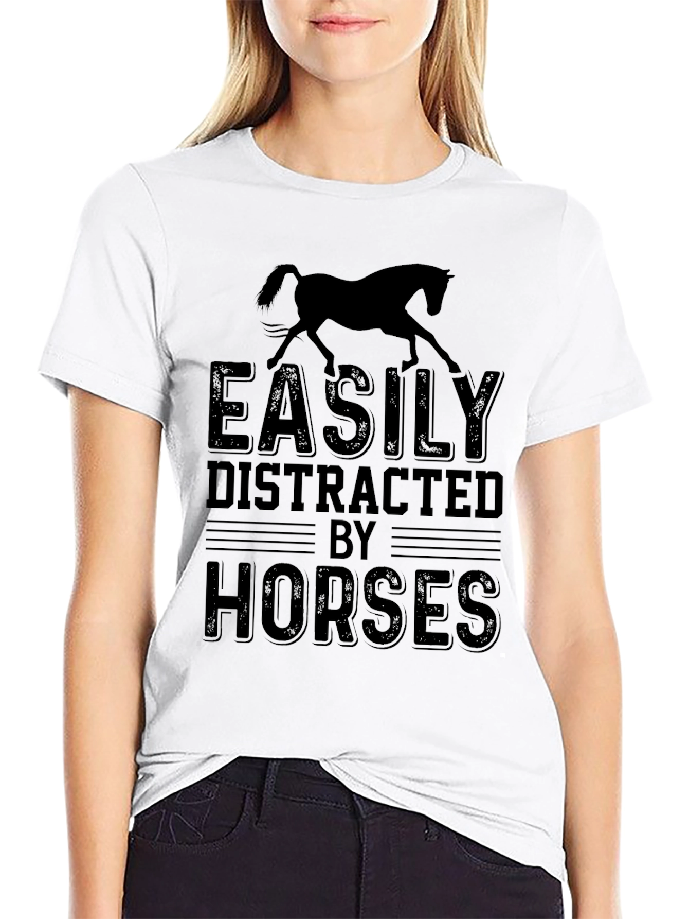 Camiseta Hombre: Distraído Fácilmente Por Caballos
