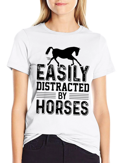 Camiseta Hombre: Distraído Fácilmente Por Caballos