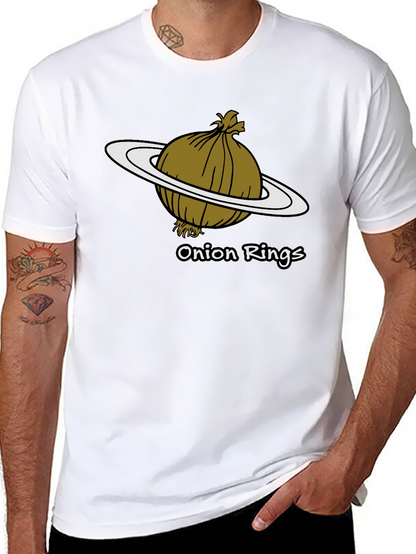 Camiseta Negra Anillos de Cebolla Humor Espacial