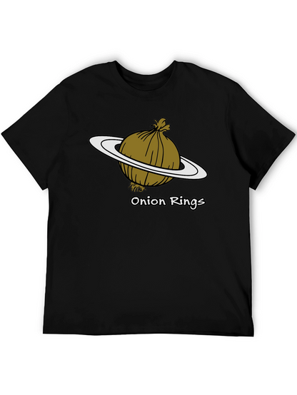 Camiseta Negra Anillos de Cebolla Humor Espacial