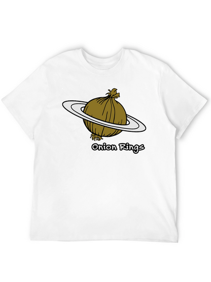 Camiseta Negra Anillos de Cebolla Humor Espacial