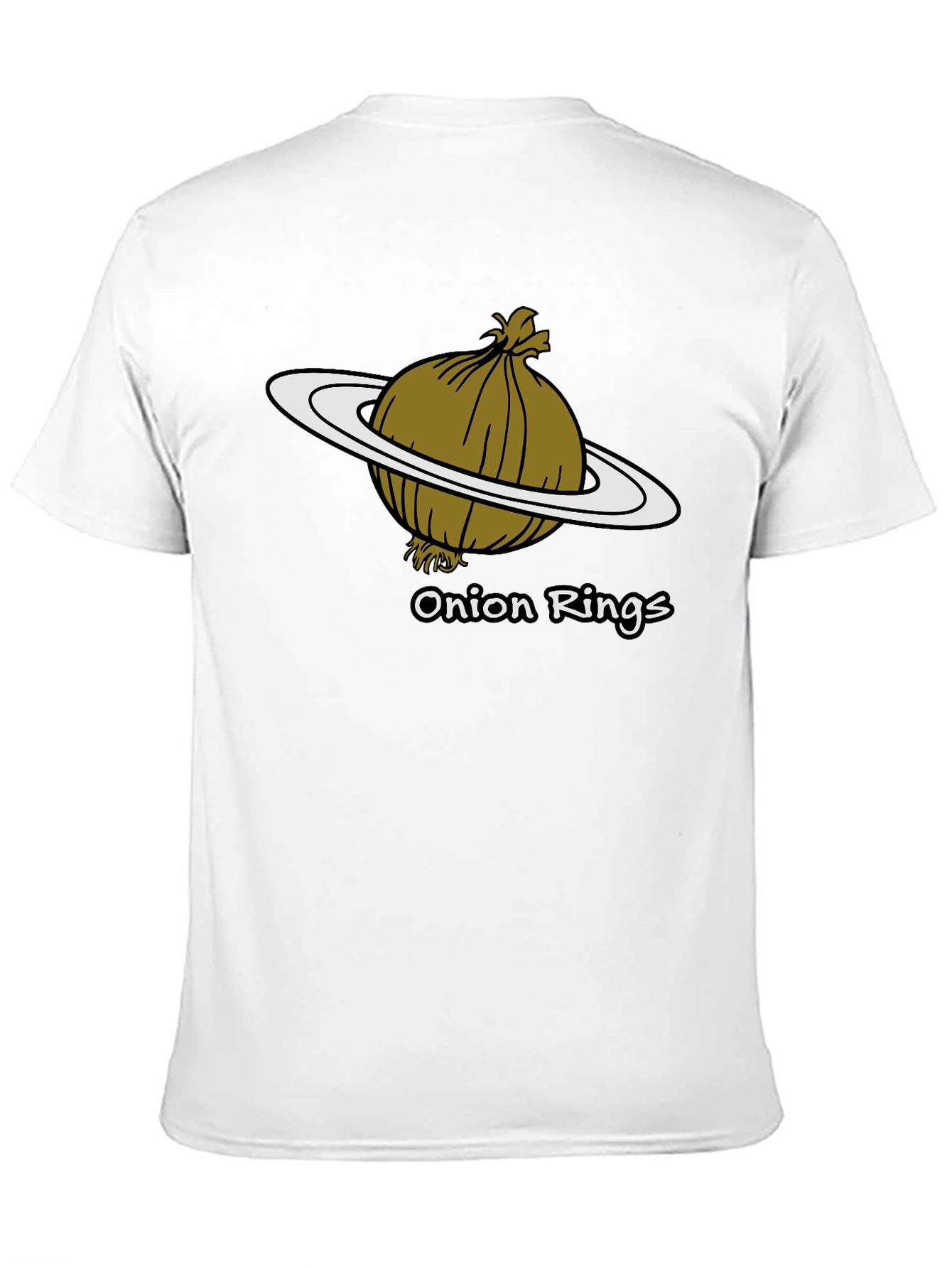 Camiseta Negra Anillos de Cebolla Humor Espacial