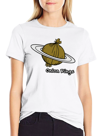 Camiseta Negra Anillos de Cebolla Humor Espacial