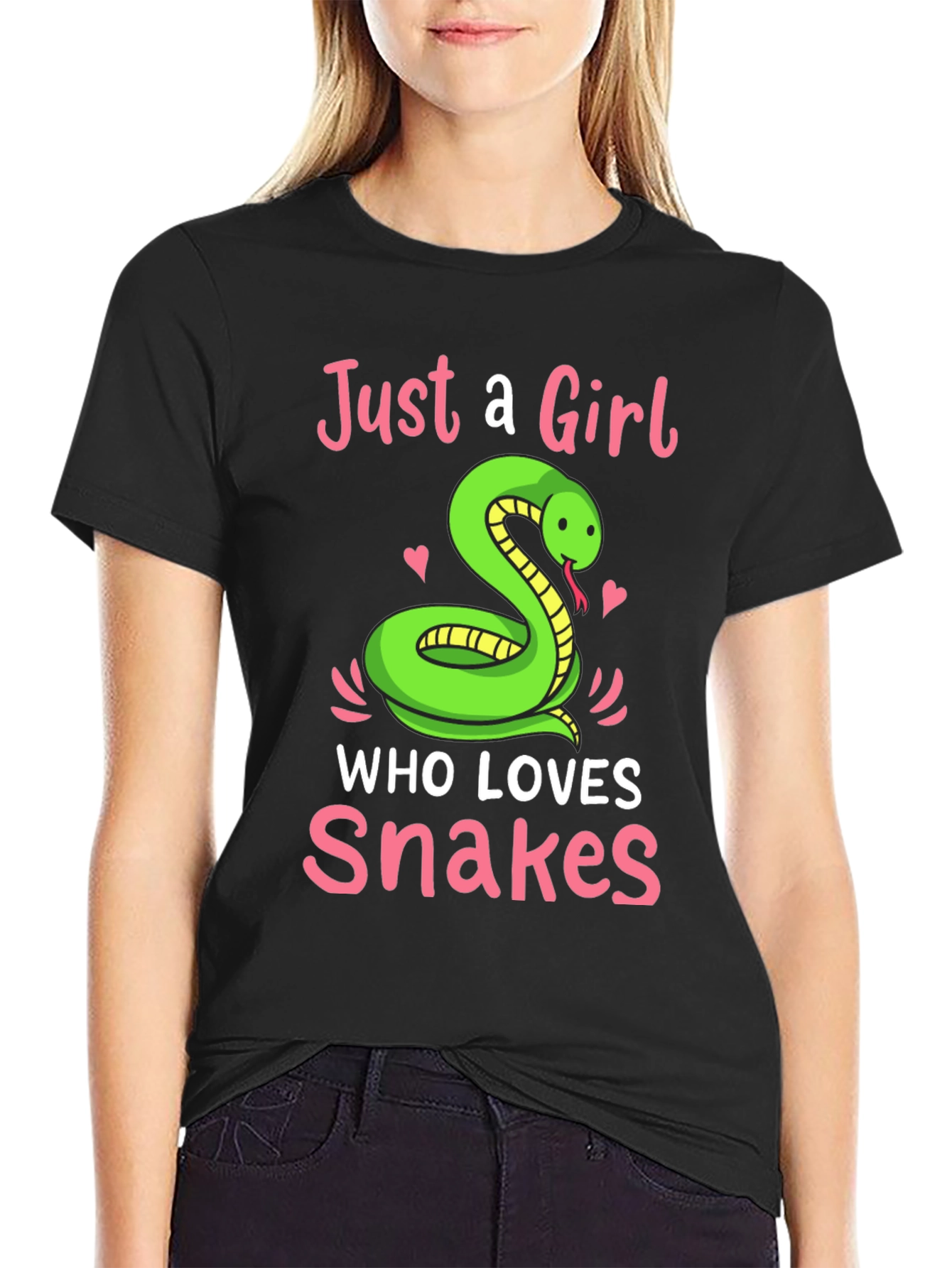 Camiseta Negra Just a Girl Who Loves Snakes
