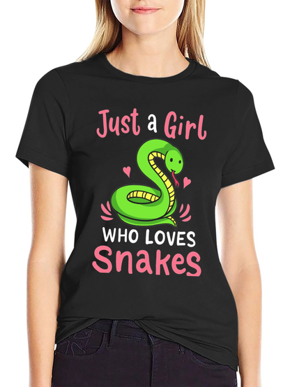 Camiseta Negra Just a Girl Who Loves Snakes