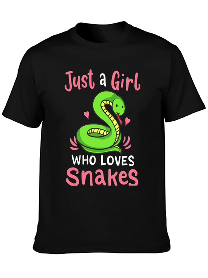 Camiseta Negra Just a Girl Who Loves Snakes