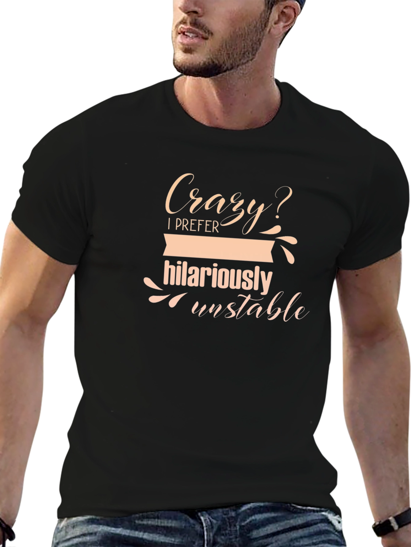 Camiseta Negra - Humor Loca? Prefiero Inestabilidad Hilariante