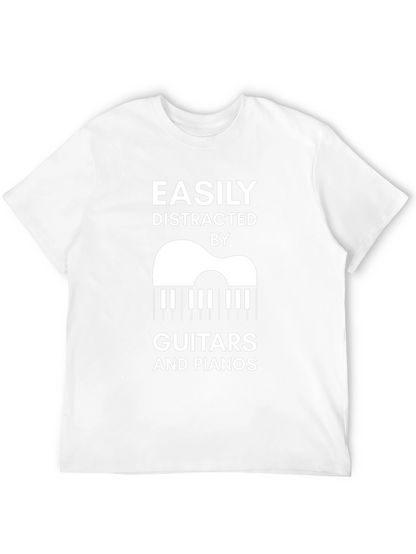 Camiseta Negra: Distraído Fácilmente por Guitarras y Pianos