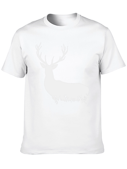 Camiseta Negra con Ciervo Blanco Estilizado