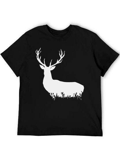 Camiseta Negra con Ciervo Blanco Estilizado