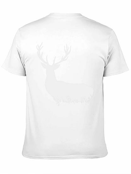 Camiseta Negra con Ciervo Blanco Estilizado