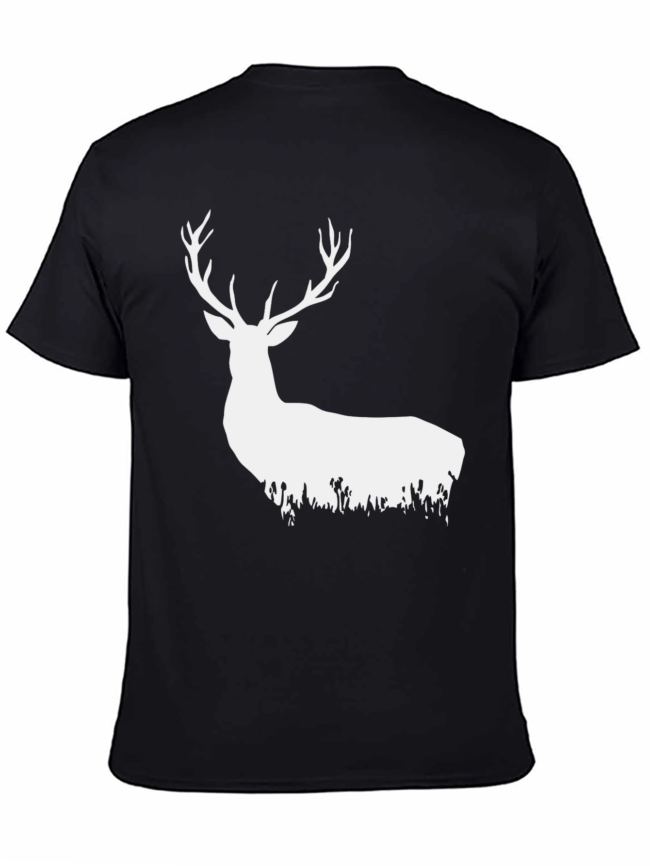 Camiseta Negra con Ciervo Blanco Estilizado
