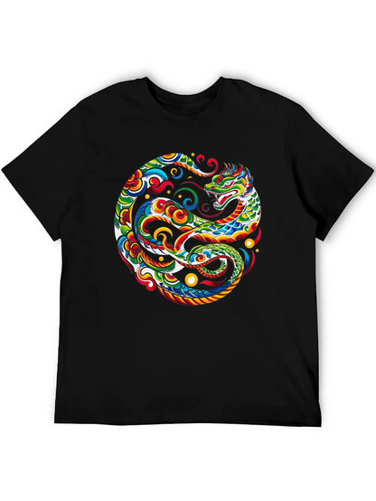 Camiseta Negra con Diseño de Dragón Yin Yang