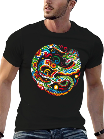 Camiseta Negra con Diseño de Dragón Yin Yang