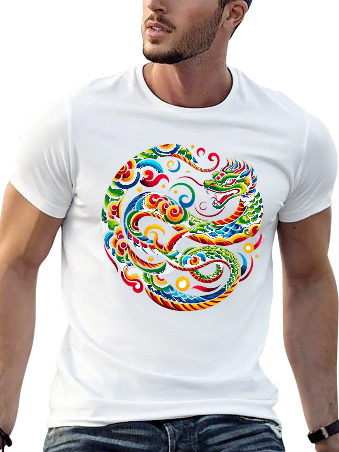 Camiseta Negra con Diseño de Dragón Yin Yang