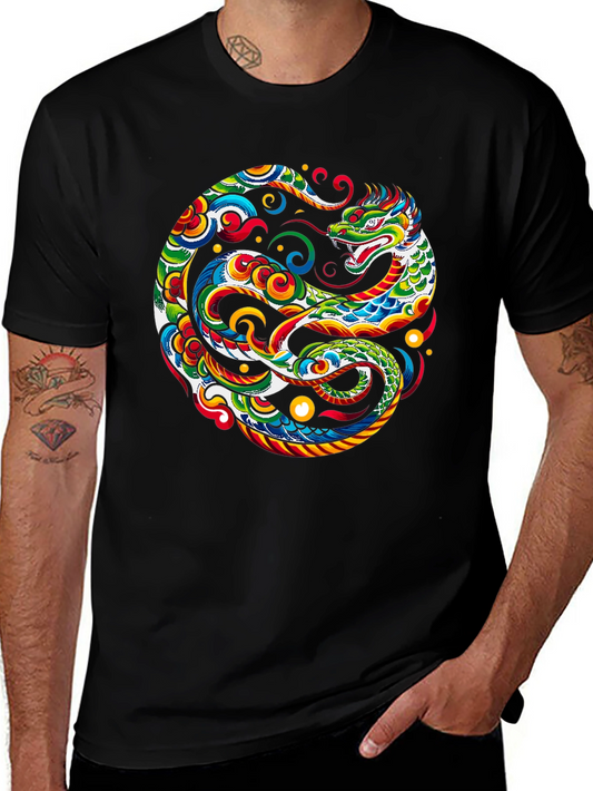 Camiseta Negra con Diseño de Dragón Yin Yang