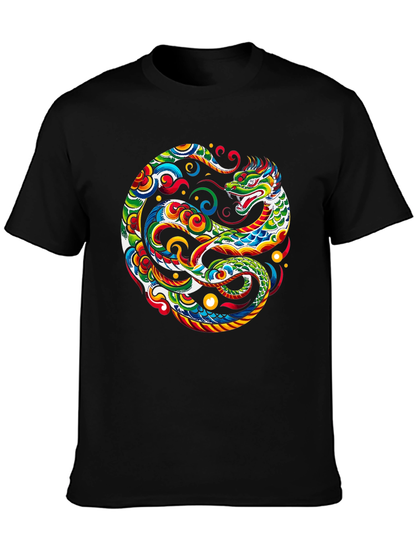 Camiseta Negra con Diseño de Dragón Yin Yang