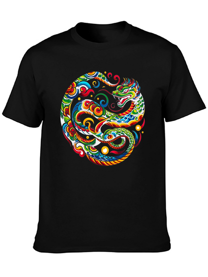 Camiseta Negra con Diseño de Dragón Yin Yang
