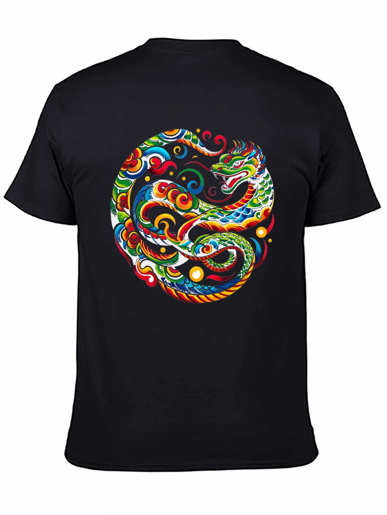 Camiseta Negra con Diseño de Dragón Yin Yang