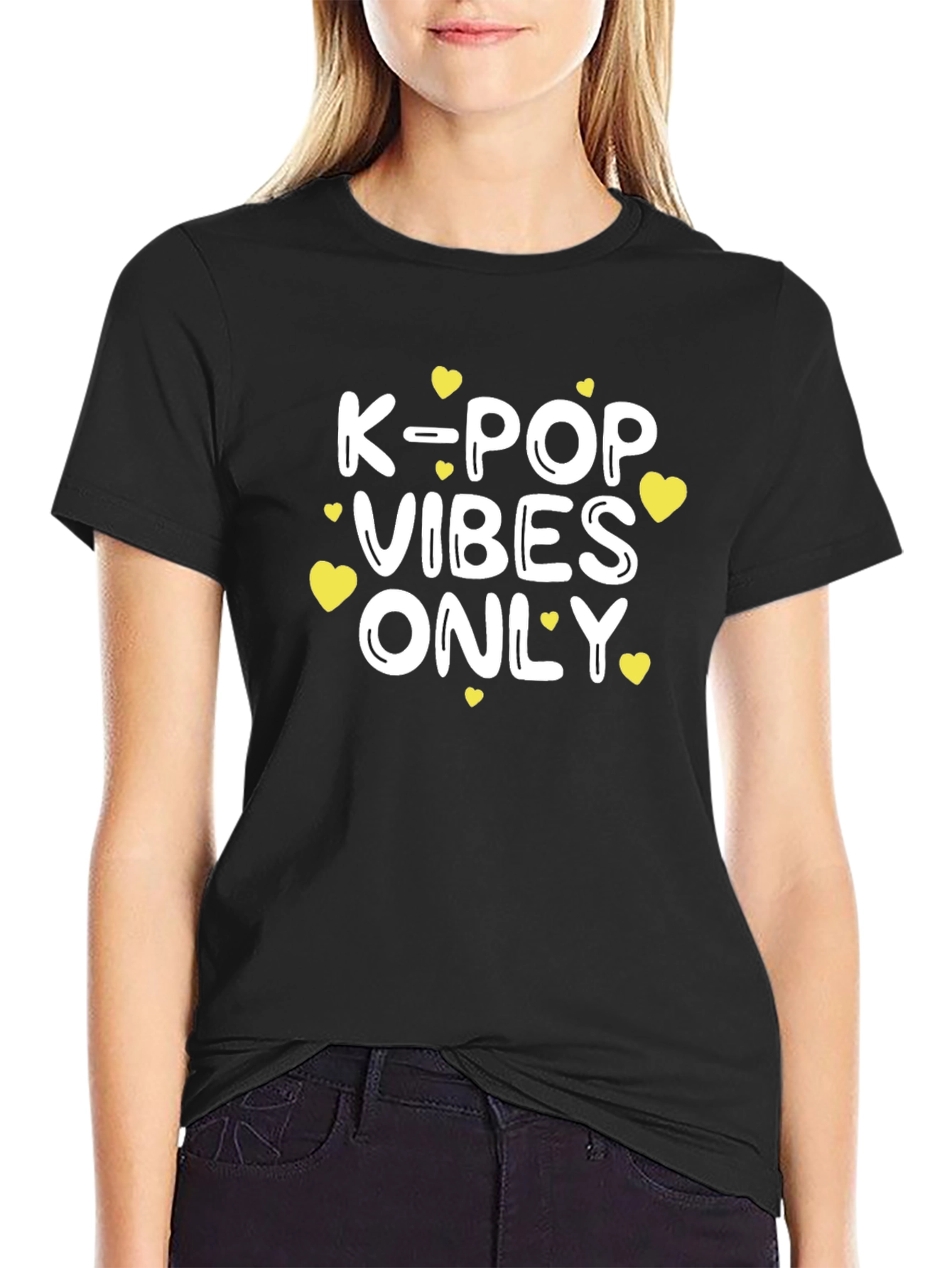 Camiseta Negra K-Pop Vibes Only