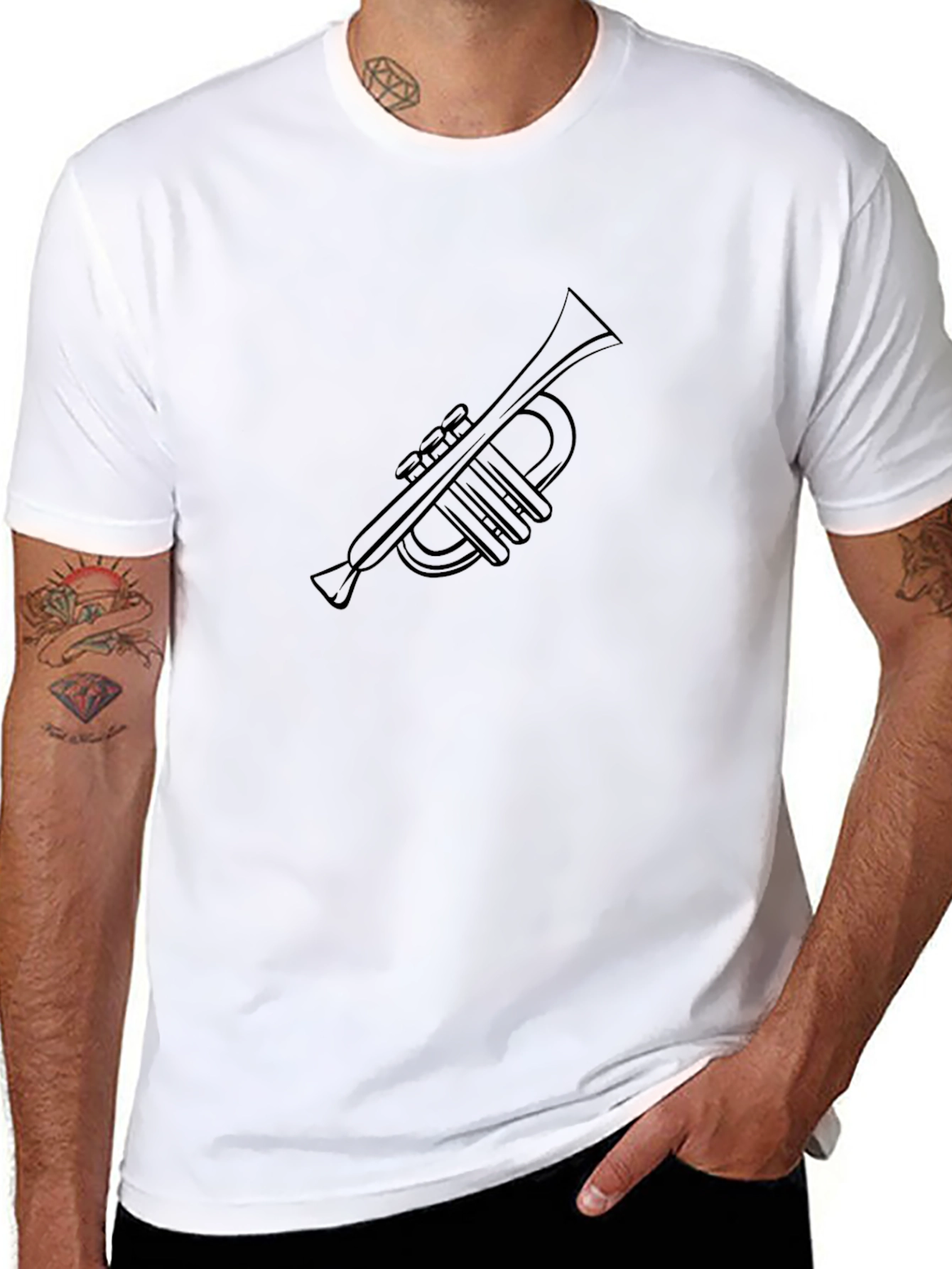 Camiseta Negra con Diseño de Trompeta
