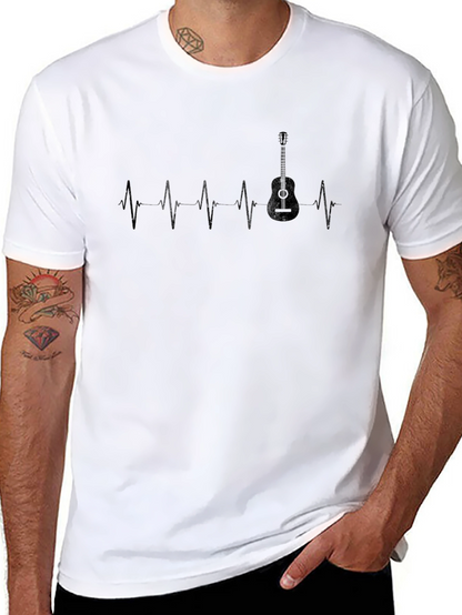 Camiseta Negra Ritmo Cardíaco de Guitarra