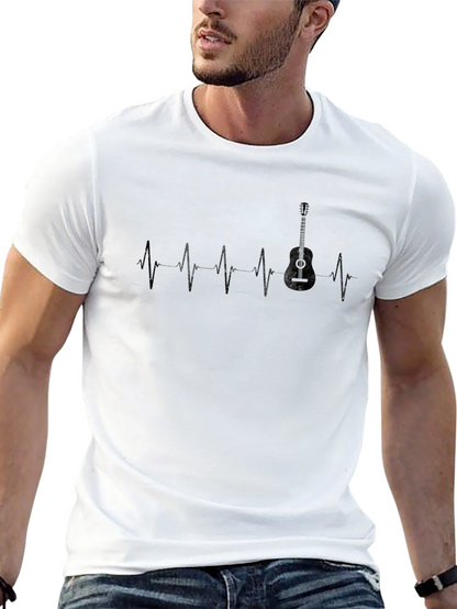 Camiseta Negra Ritmo Cardíaco de Guitarra