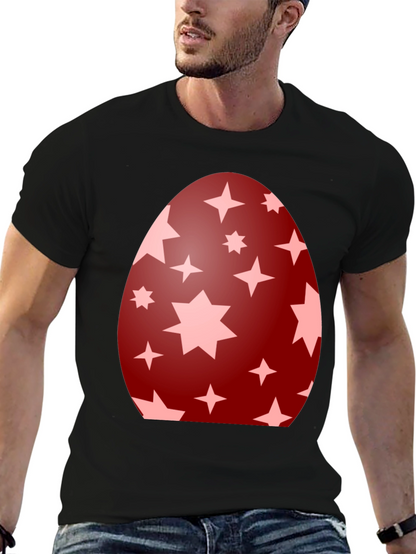 Camiseta Negra con Diseño de Huevo de Pascua Estrellado