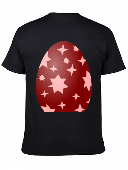 Camiseta Negra con Diseño de Huevo de Pascua Estrellado