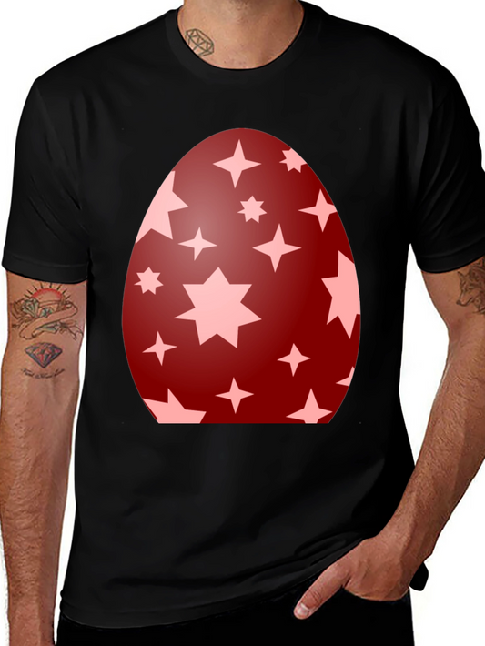 Camiseta Negra con Diseño de Huevo de Pascua Estrellado