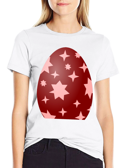 Camiseta Negra con Diseño de Huevo de Pascua Estrellado