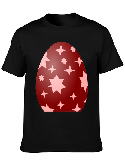 Camiseta Negra con Diseño de Huevo de Pascua Estrellado