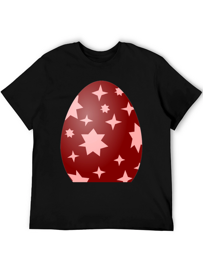 Camiseta Negra con Diseño de Huevo de Pascua Estrellado
