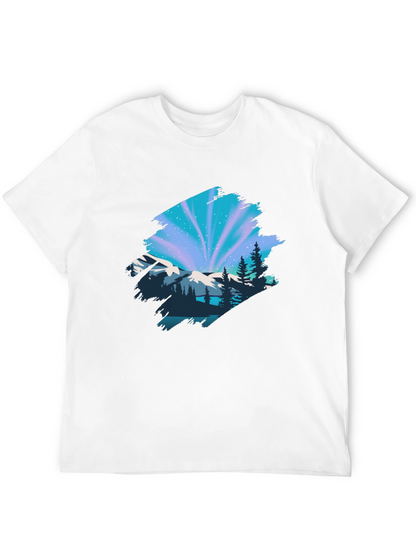 Camiseta Negra con Diseño Aurora Boreal