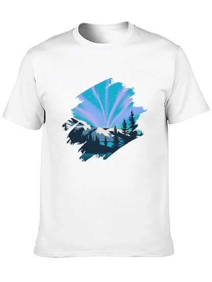 Camiseta Negra con Diseño Aurora Boreal